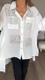 Letter Print Fashion Lapel Shirt