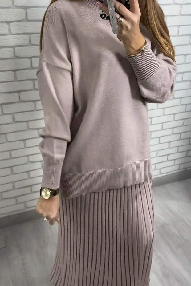 Women's Round Neck Long Sleeve Sweater Suit