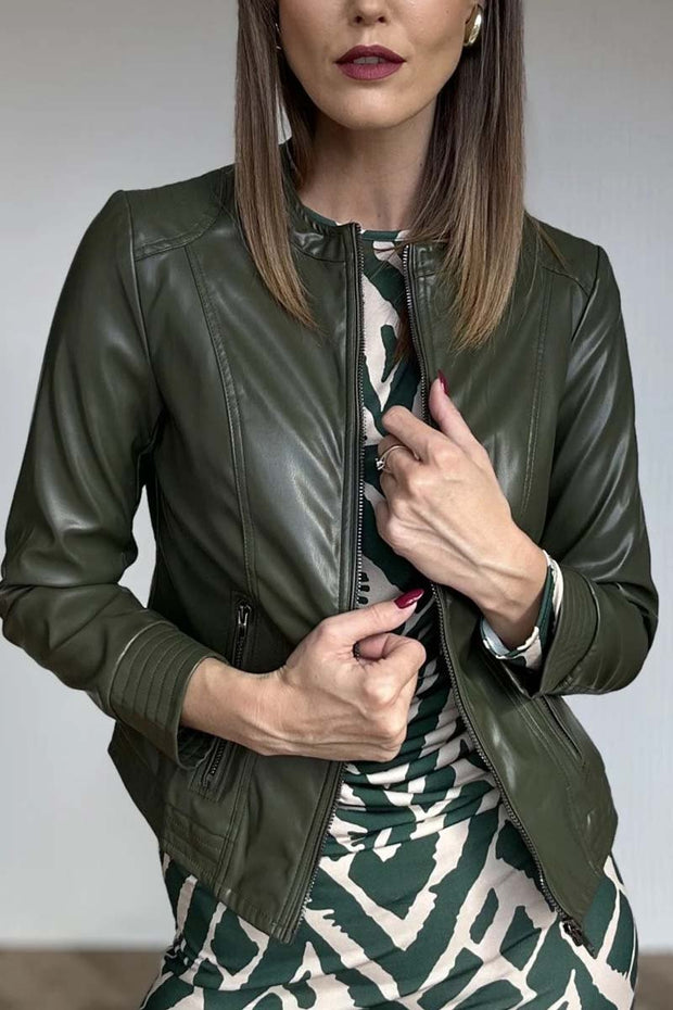 Women's fashionable short leather jacket