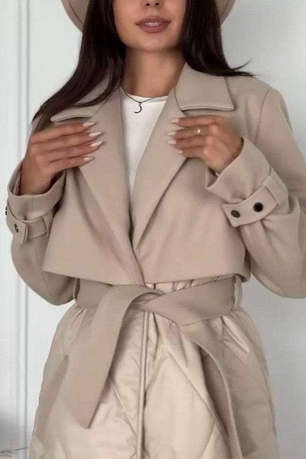 Solid Color Patchwork Lapel Coat