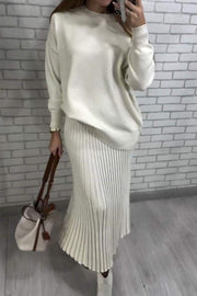 Women's Round Neck Long Sleeve Sweater Suit