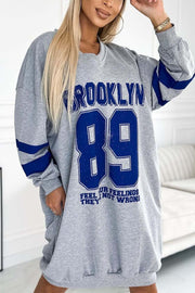 Women's casual sports letter print sweatshirt dress