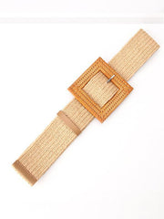 Women's Grass Woven Elastic Woven Belt Elastic Waist Seal Bohemian Style