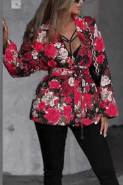 Women's Fashion Rose Print Jacket