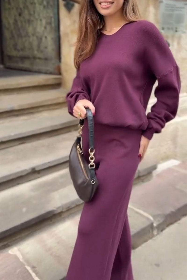 Women's V-neck Long Sleeve Two-piece Set