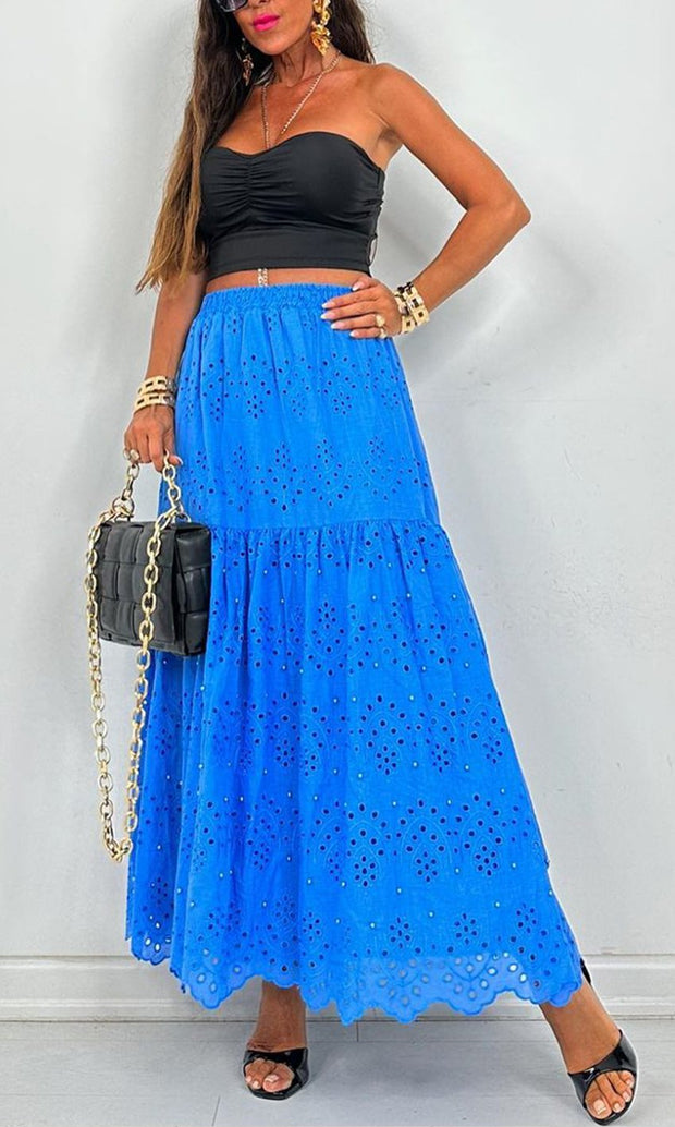 Solid color hollow skirt