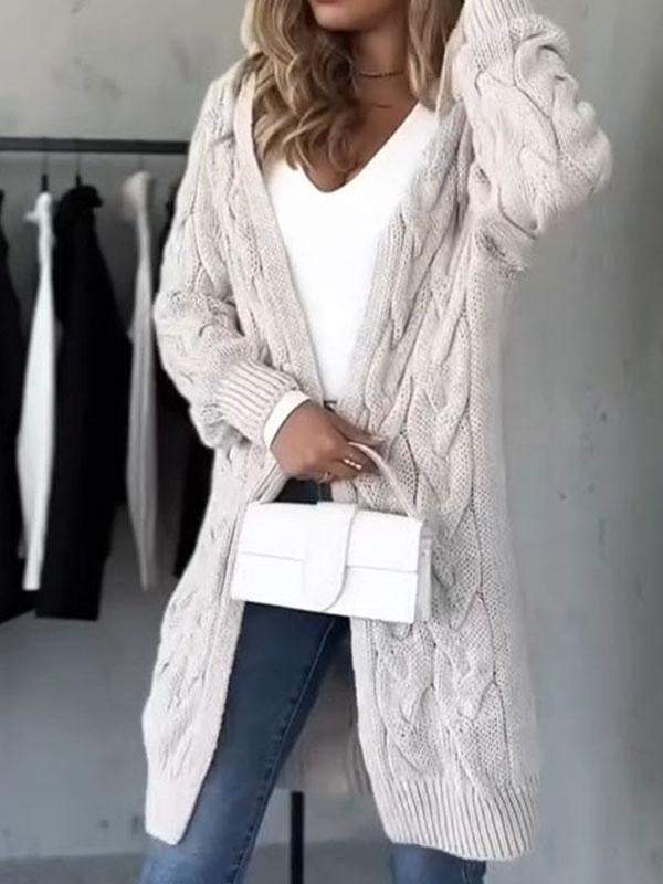 Women's Hooded Long Sleeve Knitted Cardigan