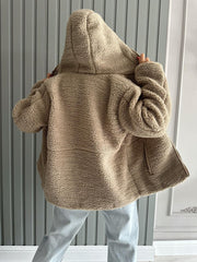 Women's Plush Long Sleeve Hooded Coat