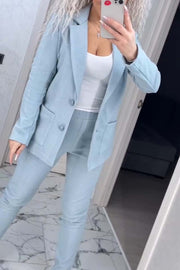 Women's Casual Solid Color Blazer and Pants Suit