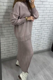 Women's Round Neck Long Sleeve Sweater Suit