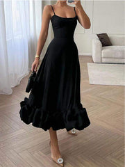 Elegant A-line Ruffled Hem Evening Dress