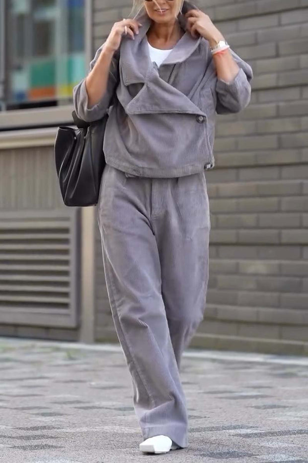 Women's Casual Loose Corduroy Pants Suit