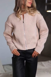 Women's Casual Solid Color Zipper Sweater