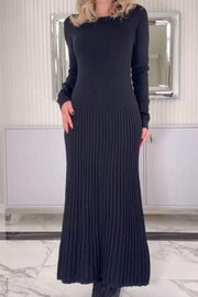 Women's Round Neck Long Sleeve Sweater Dress