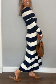 Women's Slim Striped Off Shoulder Dress