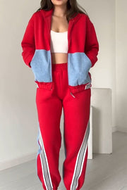 Women's Casual Striped Colorblock Two-Piece Set