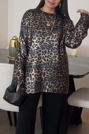 Women's Casual Leopard Print Long Sleeve Top