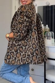 Women's casual commuter leopard print coat