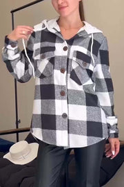 Women's Casual Plaid Hooded Shirt