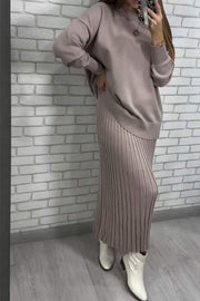 Women's Round Neck Long Sleeve Sweater Suit