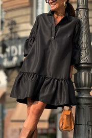 Women's Casual Ruffle Short Shirt Dress