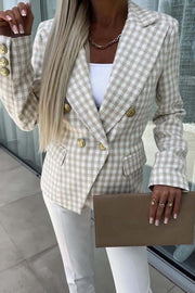 Women's Fashion Plaid Double Breasted Blazer