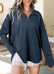 Women's Hooded Half-face Long-sleeved Casual Sweatshirt