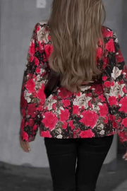 Women's Fashion Rose Print Jacket