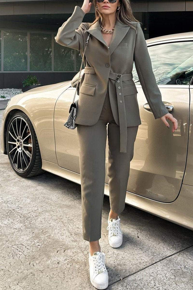 Women's Fashion Suit Waist Belt Buckle Solid Color Suit