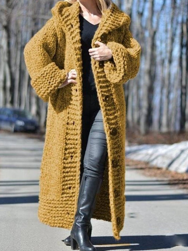 Solid Medium-length Jumper Sweater Coat