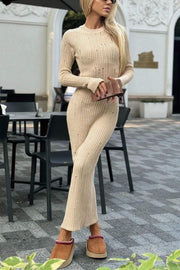 Women's solid color knitted dress