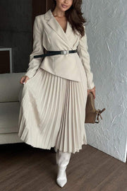 Women's Casual Lapel Pleated Dress