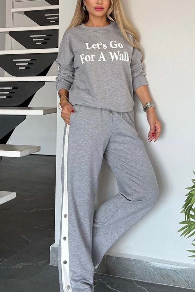 Women's Casual Letter Printed Sports Suit