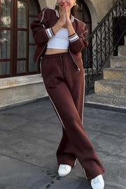 Women's Casual Sports Baseball Jacket and Pants Set