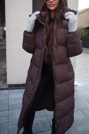 Women's Casual Hooded Long Cotton Coat