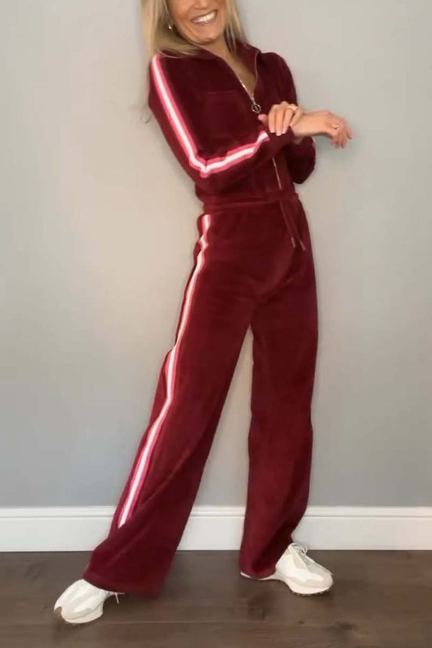 Women's Casual Sports Velvet Jumpsuit