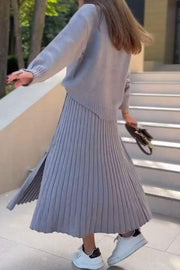 Women's Turtleneck Long Sleeve Sweater Skirt Two Piece Set