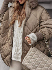 Women's Fur Hooded Long-sleeved Casual Cotton Jacket