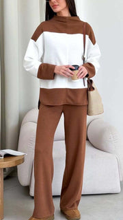 Women's Casual Colorblock Two-piece Suit