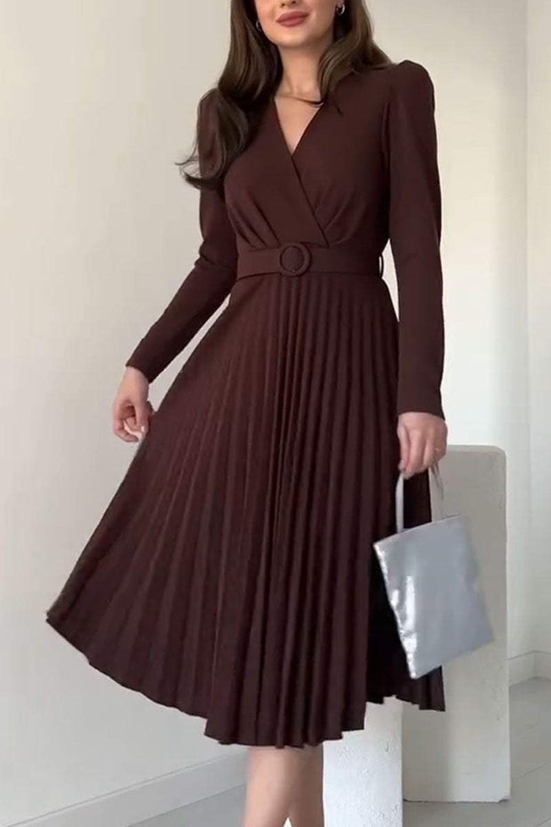 Women's Casual Solid Color Pleated Dress