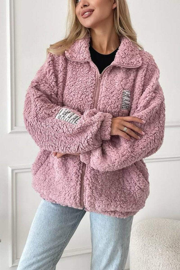 Women's Casual Lapel Lamb Wool Coat