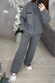 Women's Hooded Long-sleeved Knitted Sweater Two-piece Set