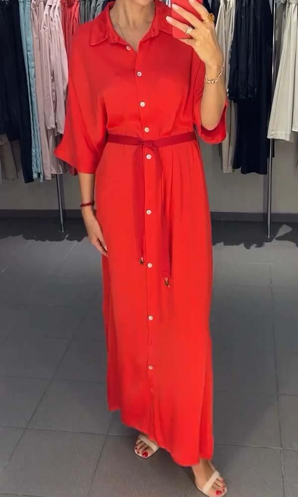 Casual And Comfortable Long Red Dress