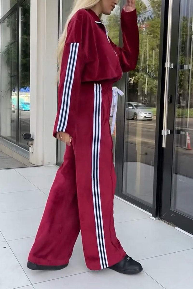 Women's Casual Striped Long Sleeve Two Piece Set