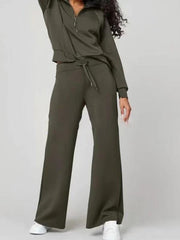 Fashion Casual Women's Long Sleeve Zipper Trousers Suit