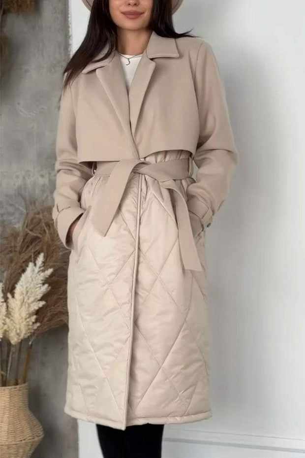 Solid Color Patchwork Lapel Coat