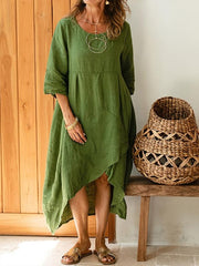 Casual Solid Color Half Sleeve Loose Summer Dresses