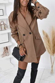 Women's Casual Lapel Solid Color Coat