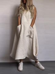 Cotton and linen casual loose dress