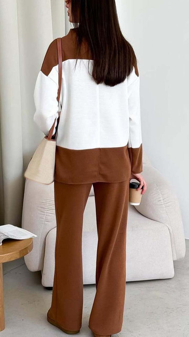 Women's Casual Colorblock Two-piece Suit